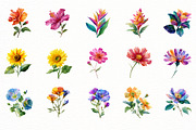 Watercolor Floral Summer Clipart, an Illustration by Designworld (Thumbnail 5 of 6)