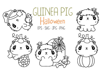 Set Halloween Guinea Pig Coloring