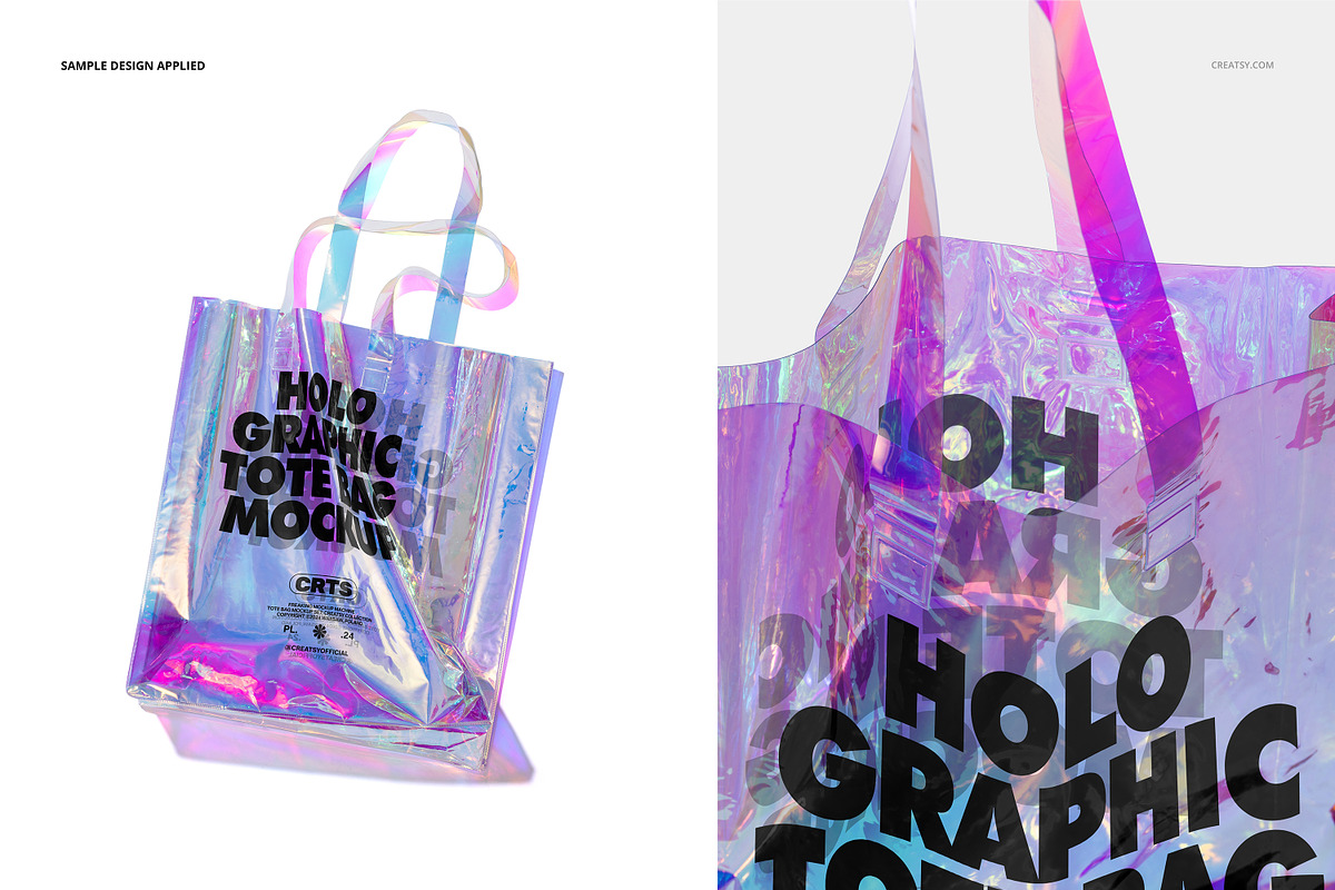 Holographic Tote Bag Mockup Set, a Merchandise Mockup by creatsy5 (Photo 4 of 6)