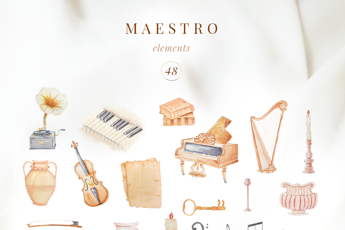 Musical instrument flower clipart, an Illustration by MariGraphic boutique (Photo 11 of 11)