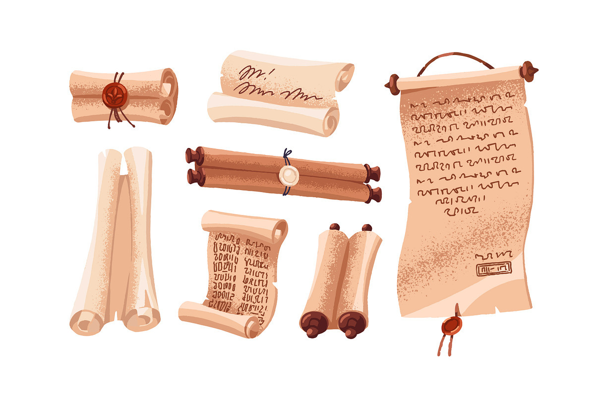 Ancient paper scrolls set, an Object Illustration by PaperTrident (Photo 2 of 3)