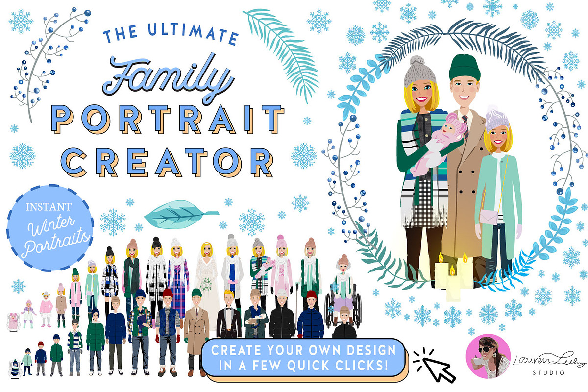 Portrait Creator Winter Family, a Person Illustration by Lauren Lesley Studio (Photo 1 of 17)