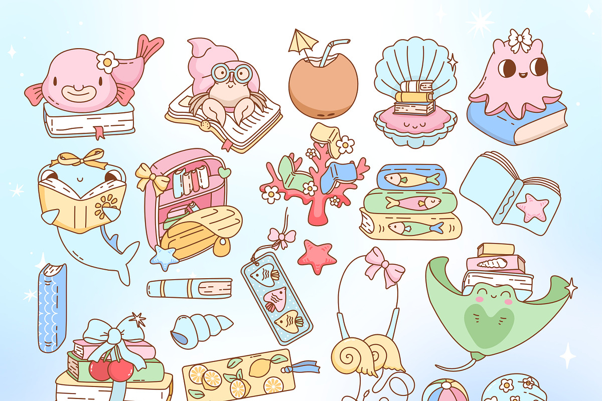 Bookish Summer Clipart Bundle, a Seasonal Illustration by Huxmay (Photo 5 of 8)