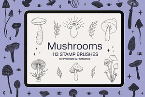 Mushrooms Procreate Stamp Brushes