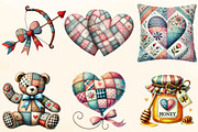 Patchwork Valentine's Day Clipart, a Work Illustration by OK Design (Thumbnail 2 of 4)