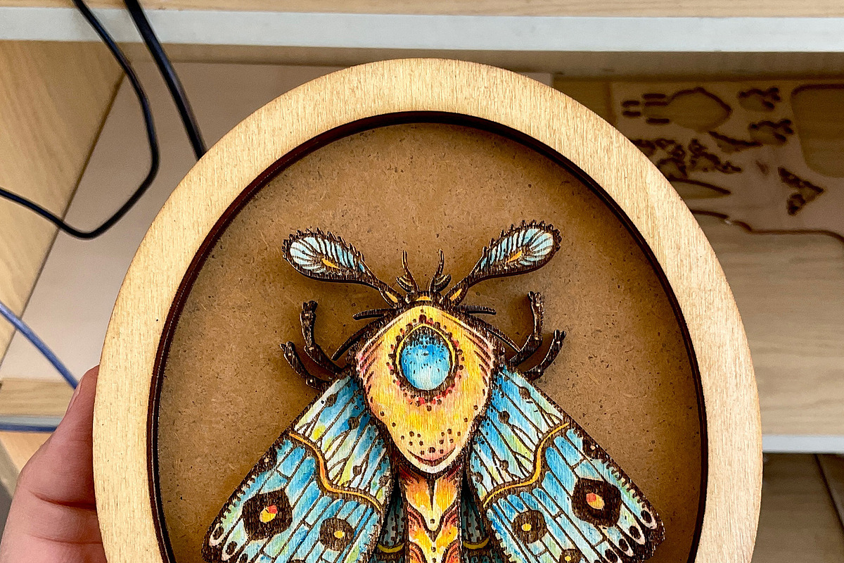 Wall decor Moth in frame laser cut, an Object Illustration by Bubert Art (Photo 4 of 5)