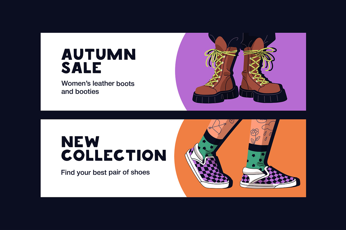 Modern shoes set, product cards, an Object Illustration by PaperTrident (Photo 3 of 4)