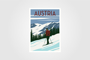 Austria Ski Resort Vintage Poster