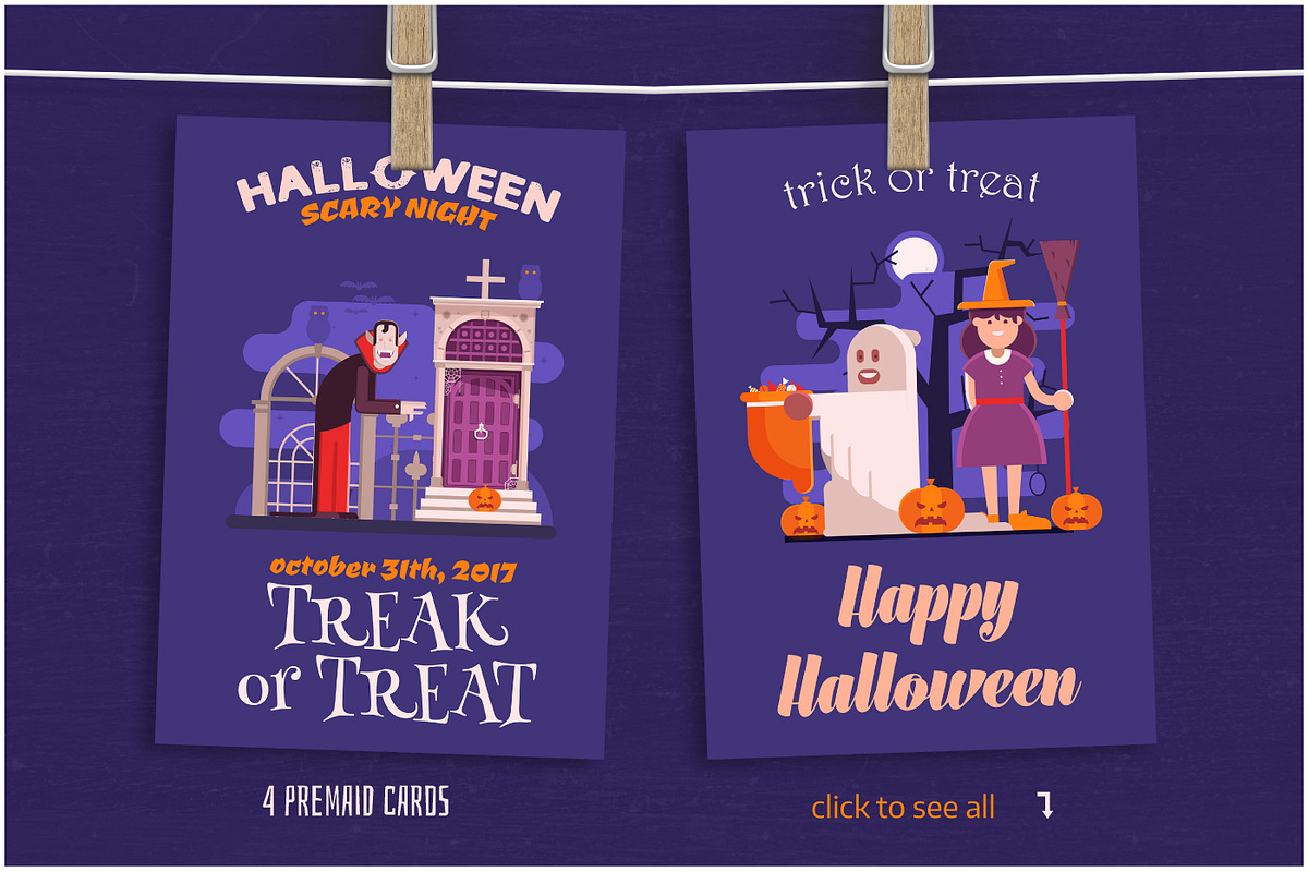 Halloween Designs and Elements Set, an Illustration by Alex Krugli (Photo 4 of 6)