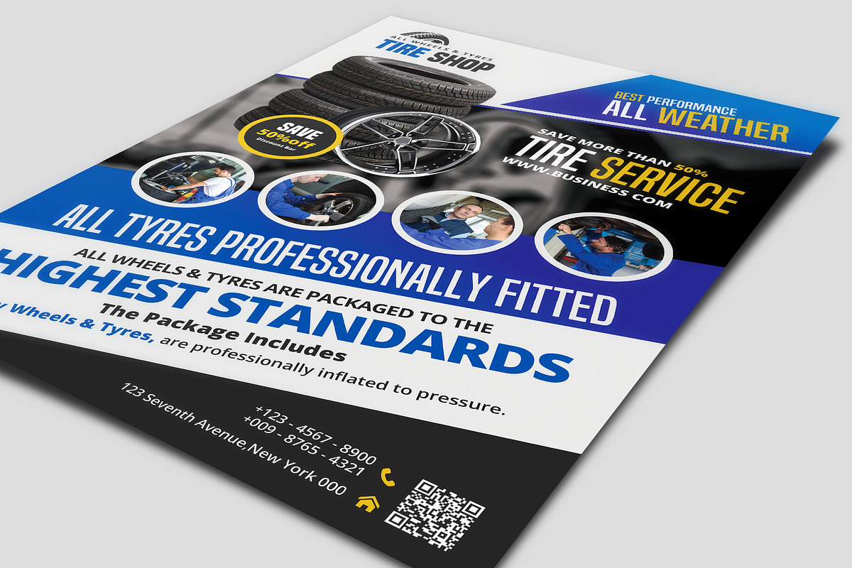 Tires Services Flyer Template, a Flyer Template by AfzaalGraphics