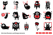 216 Cute Monsters & Design Elements, an Object Illustration by crafty (Thumbnail 4 of 16)