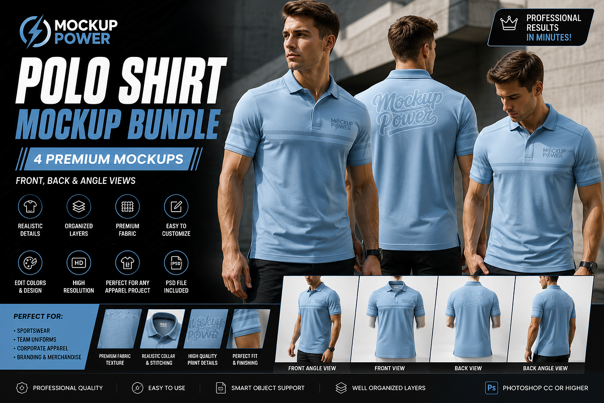 Polo Shirt Mockup Bundle, a Shirt Mockup by Mockup Power (Photo 1 of 4)