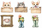Funny Cute Animal Peeking clipart, an Illustration by Watercolor design (Thumbnail 3 of 13)