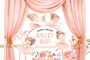 Blush Pink Watercolor Ballerinas PNG, an Illustration by TatiMockup