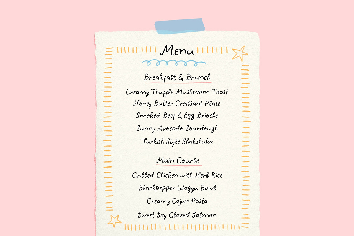 Wavy Diary - Handwritten Font, a Handwritten Font by byherline (Photo 3 of 6)