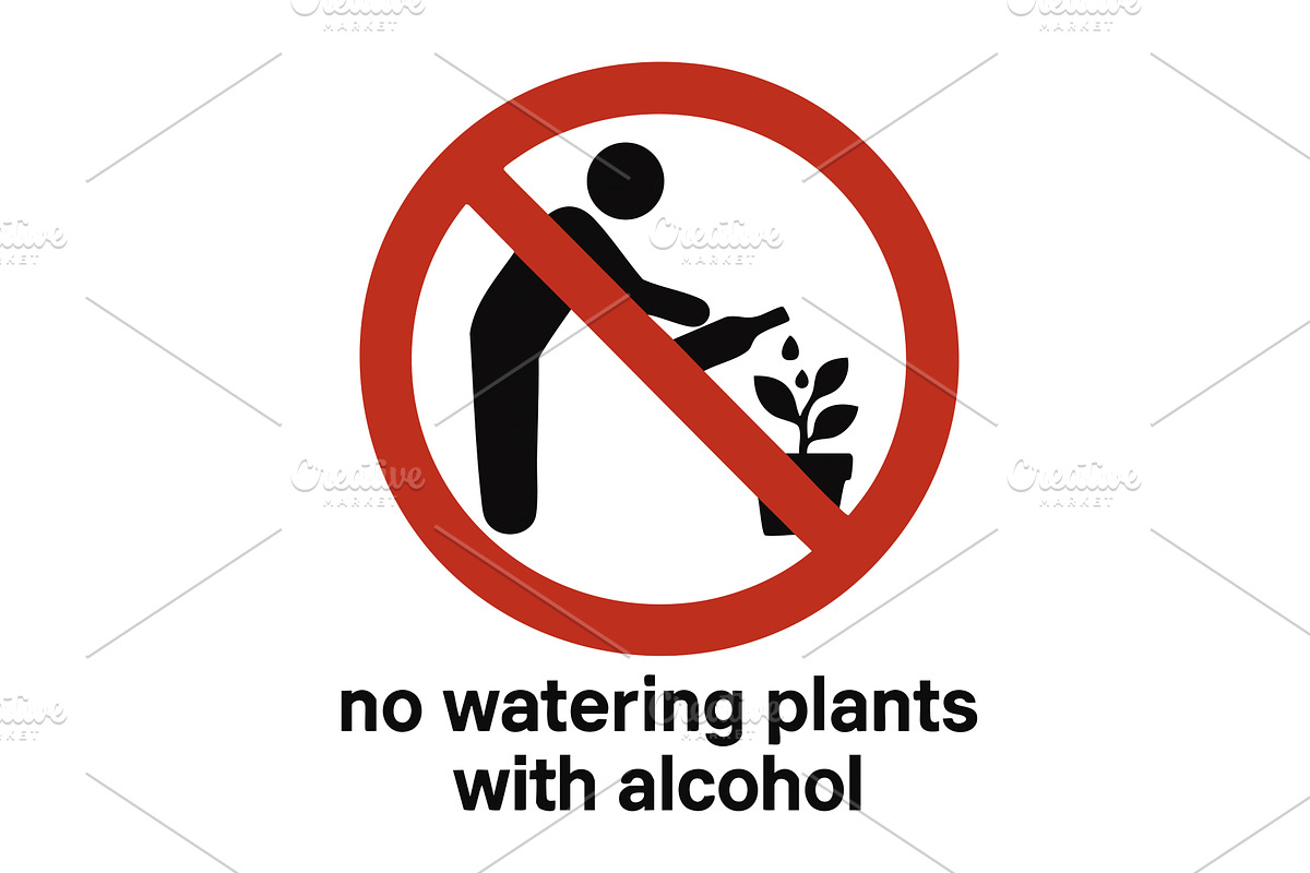 sign warning against watering plants, an Object Illustration by AlexArt