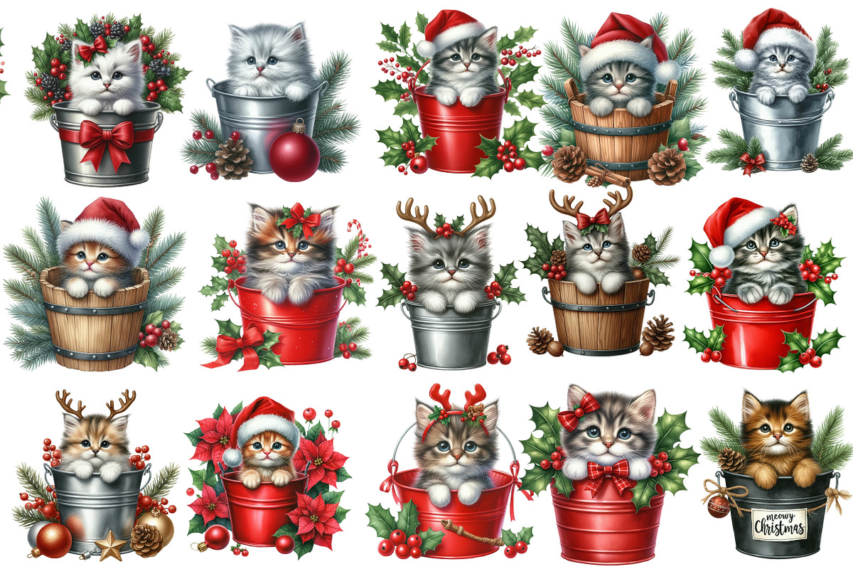 Meowy Christmas Clipart, an Illustration by Designworld (Photo 3 of 5)