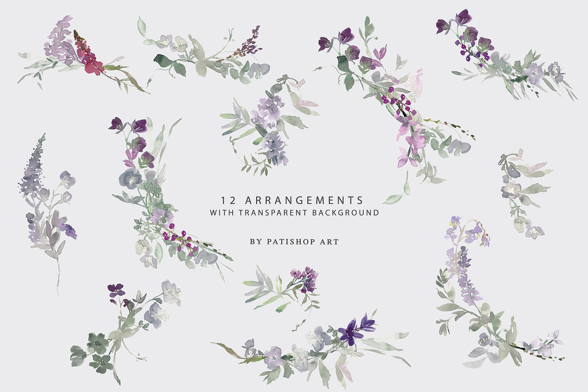 Watercolor Wildflower Clipart Set, an Illustration by Patishop Art (Photo 7 of 23)