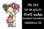 Floral Girl Whimsical Clipart, a Person Illustration by Designking (Thumbnail 4 of 5)