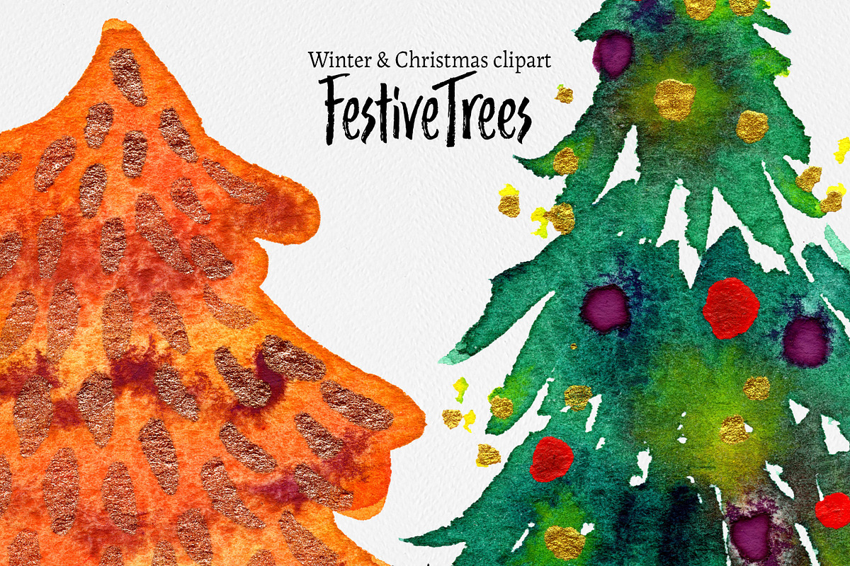 Festive Christmas Trees clipart, an Illustration by SandraGraphicDesign (Photo 2 of 5)