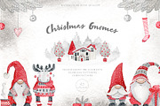 Watercolor Christmas gnomes, an Illustration by JuliaBadeeva (Thumbnail 1 of 7)