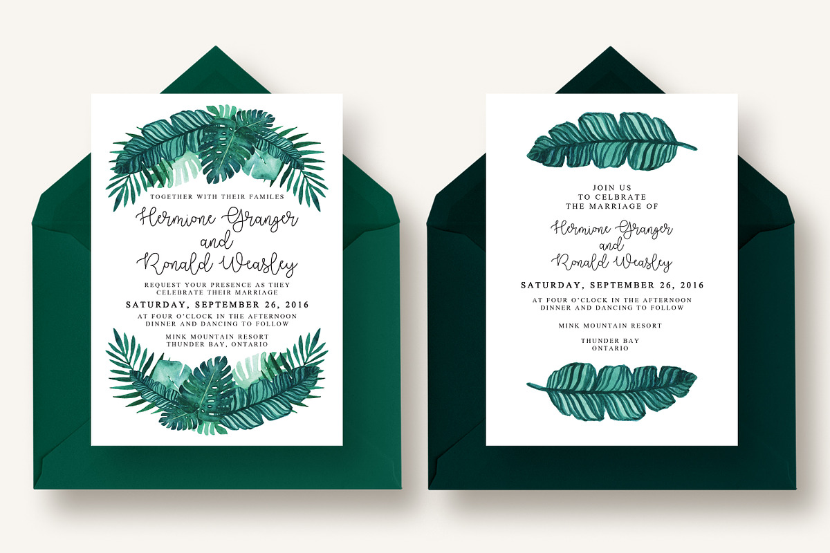 Tropical Leaves Invitation Suite, an Invitation Template by Knotted Design (Photo 4 of 6)