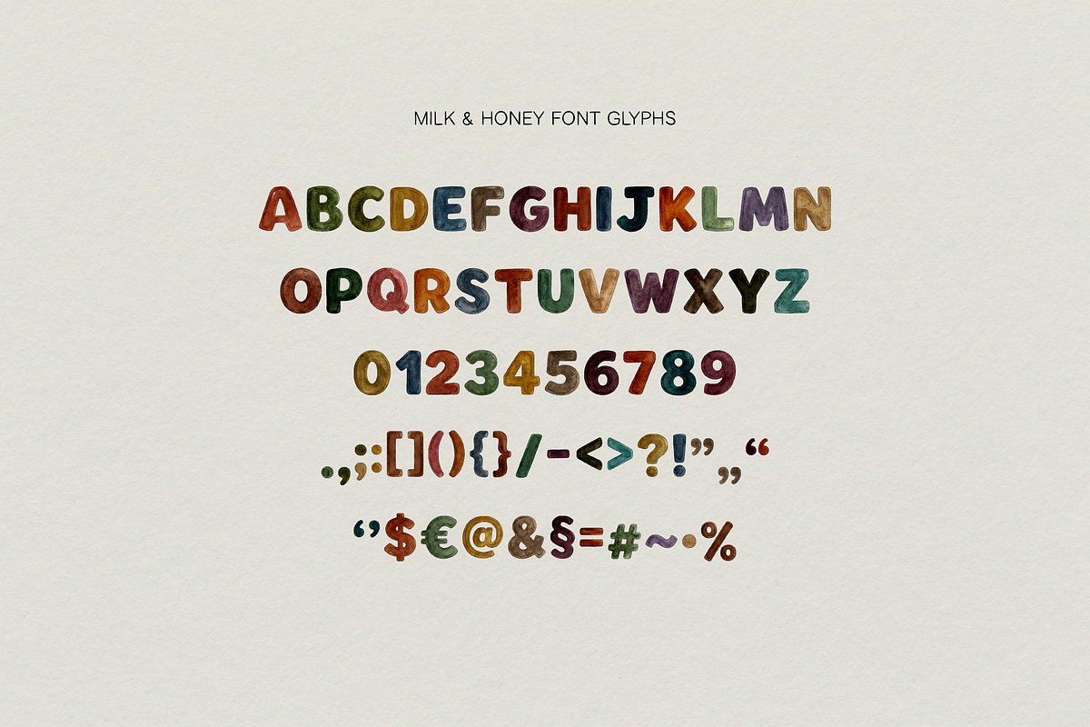 Milk & Honey Watercolor Font, a Symbol Font by gafaroff studio (Photo 7 of 7)