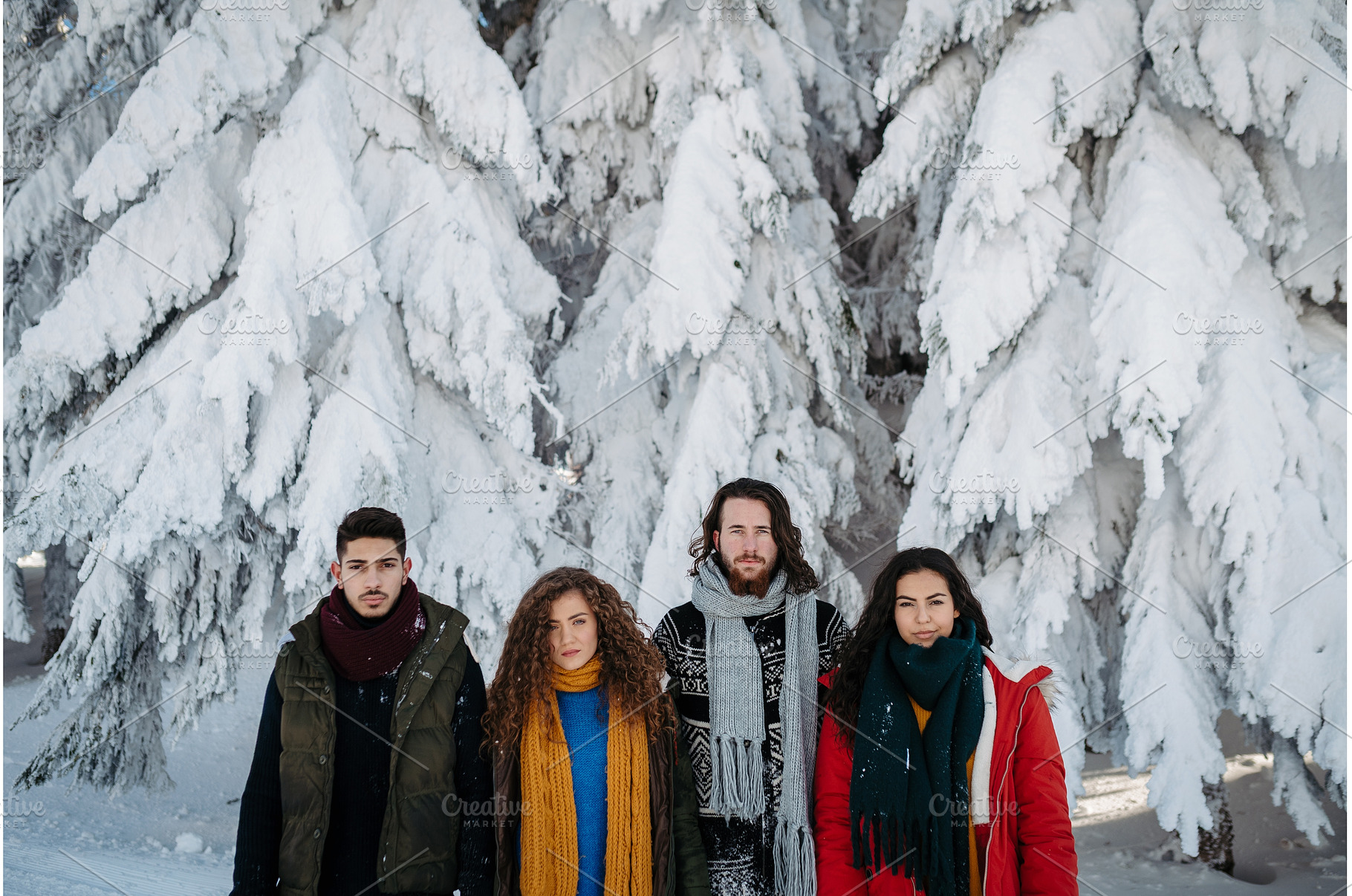 Portrait of friends in front of snow, a Person Photo by HalfPoint