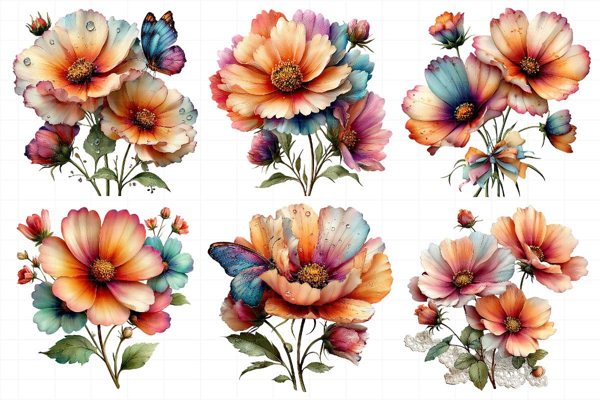 Spring Cosmos Flower Clipart Bundle, an Illustration by Daily.Designs (Photo 3 of 8)