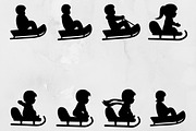 Sledding Kids Silhouette SVG, a Person Illustration by newminddesign (Thumbnail 1 of 3)