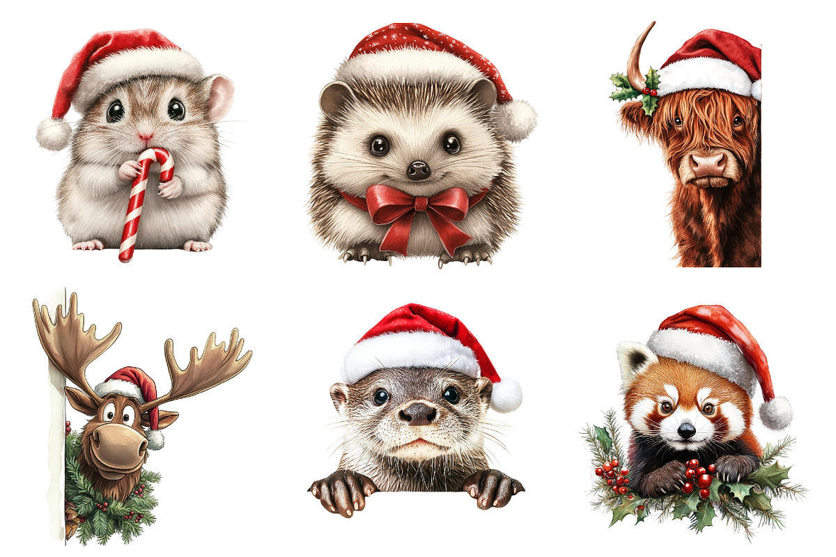 Quirky Christmas Animal Peeking Clip, a Seasonal Illustration by designcity5 (Photo 4 of 5)