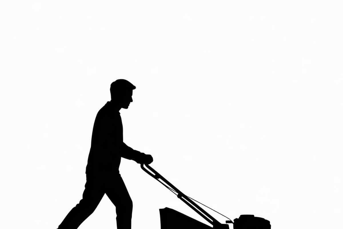 silhouette of a man mowing the lawn, an Illustration by Amazin_art (Photo 5 of 21)