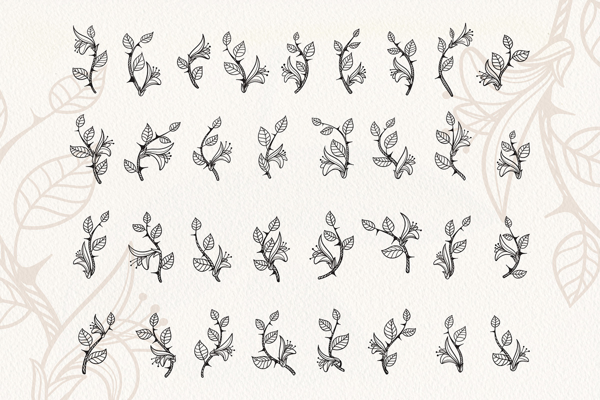 THORN Floral Gold Alphabet, a Decorative Illustration by Olga Begak Art & Design (Photo 4 of 8)