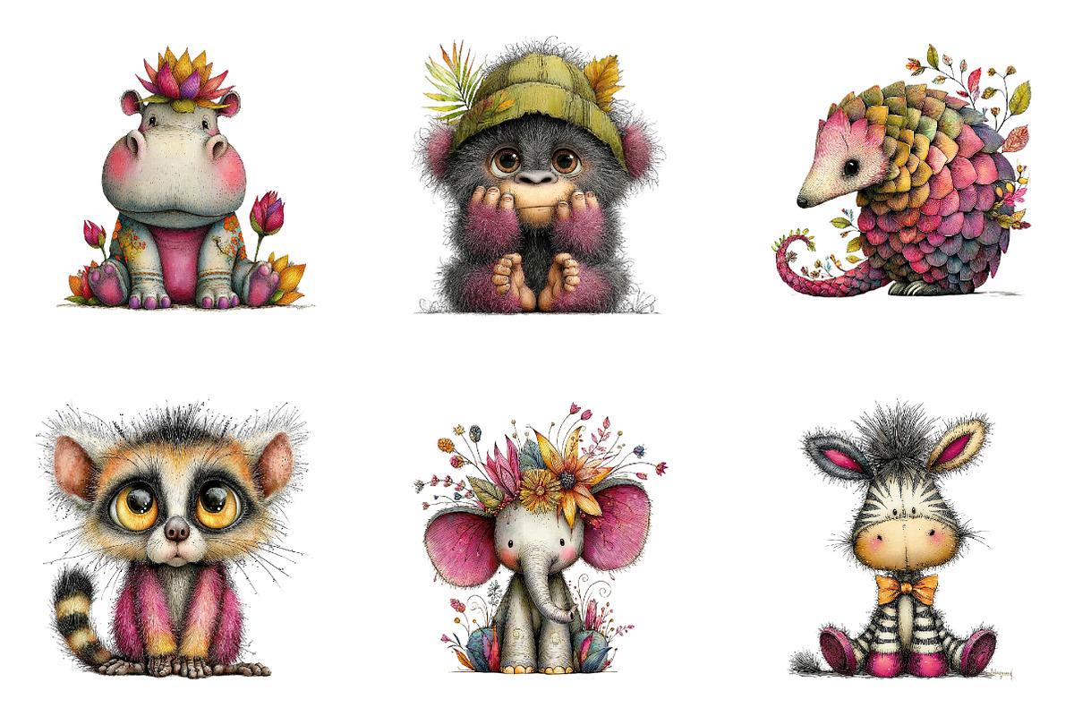 Safari Baby Animals Watercolor, a Seasonal Illustration by CreationArt (Photo 2 of 5)