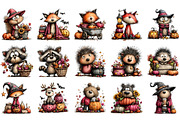 Whimsical Halloween Animals Clipart, a Seasonal Illustration by OK Design (Thumbnail 3 of 6)