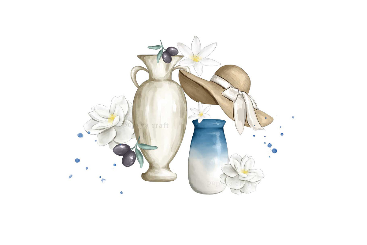 Santorini Greece Summer Clipart, an Illustration by Papaya Craft (Photo 5 of 6)