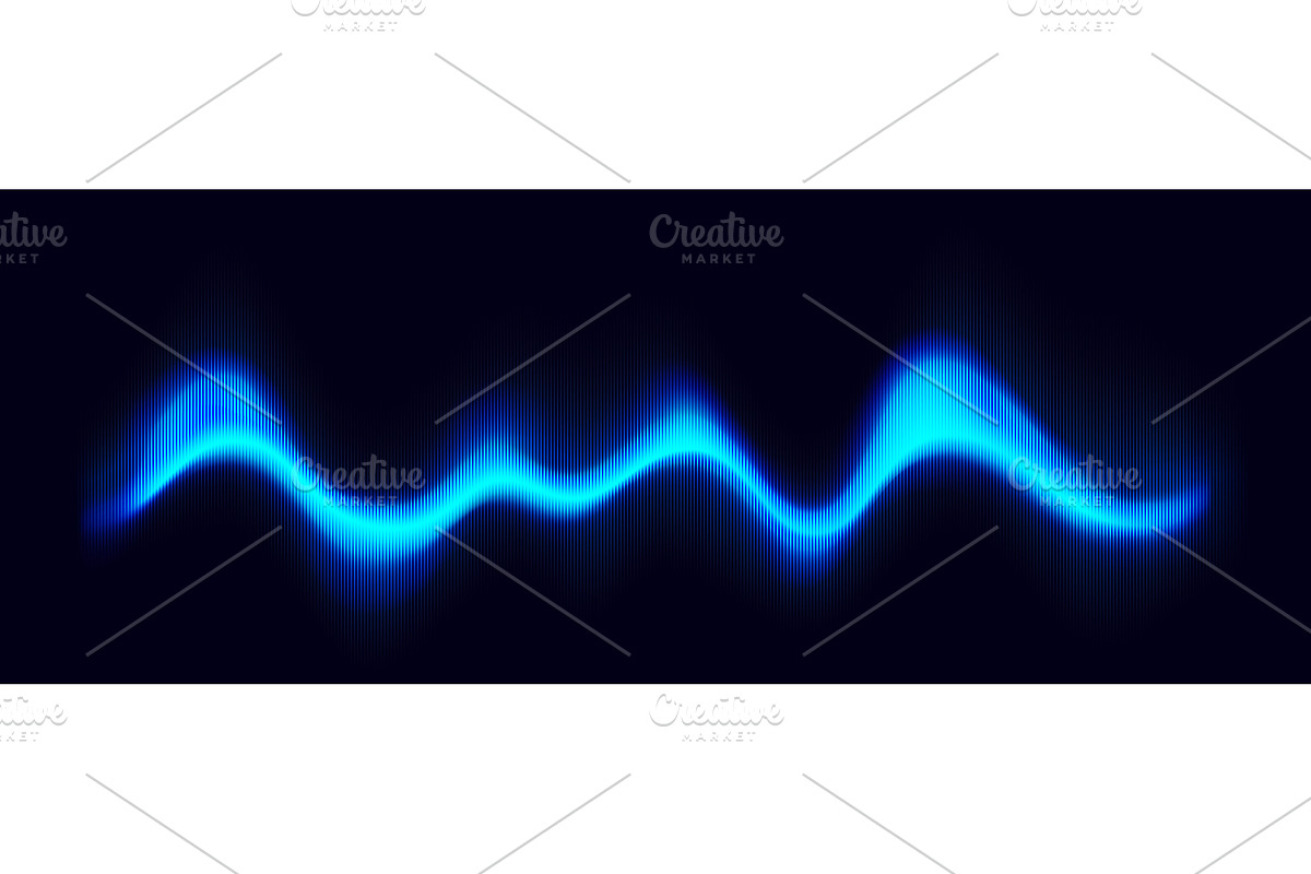 Dynamic sound wave with neon audio, an Illustration by art PVP - market