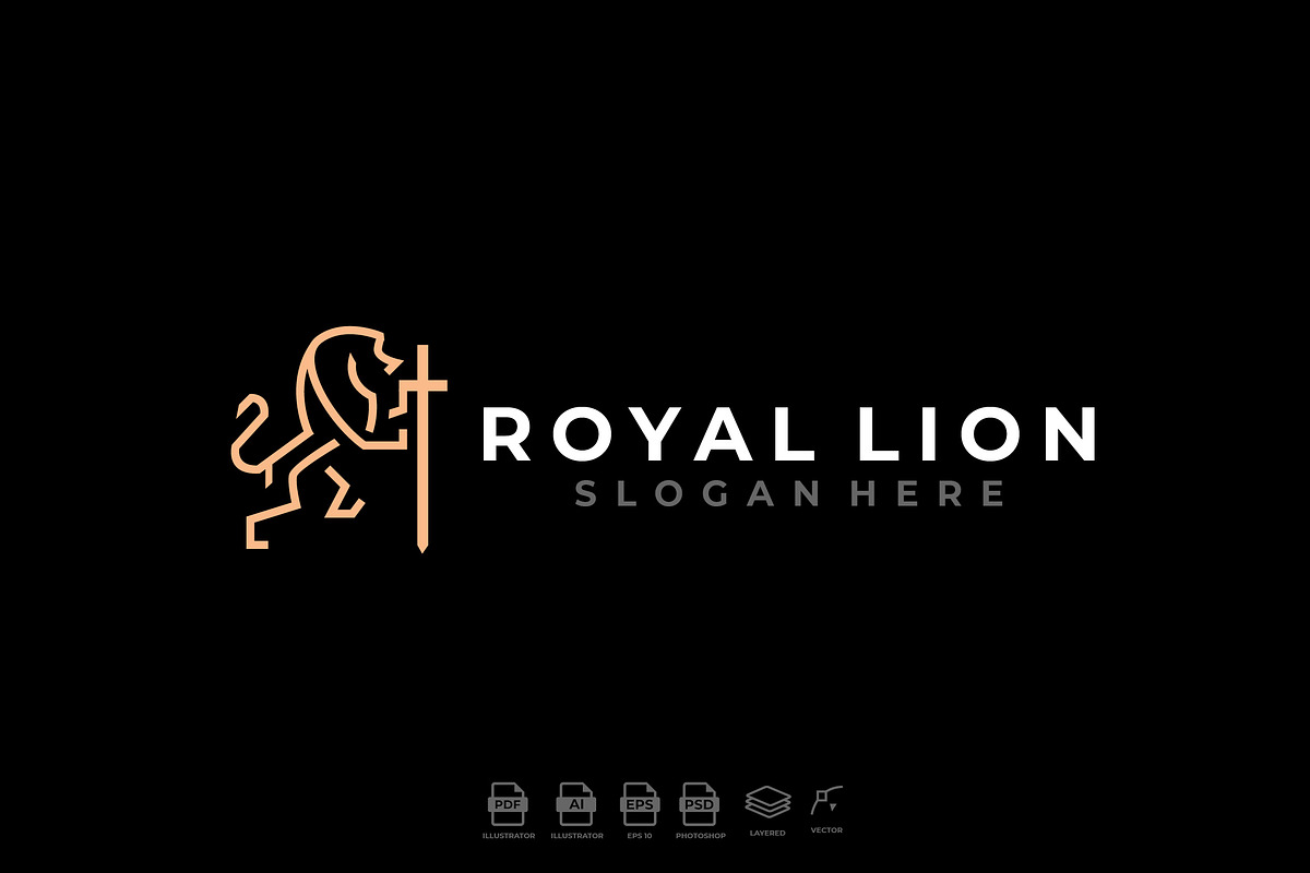 Luxury Line Art Heraldic Lion Logo, a Branding & Logo Template by Rupture