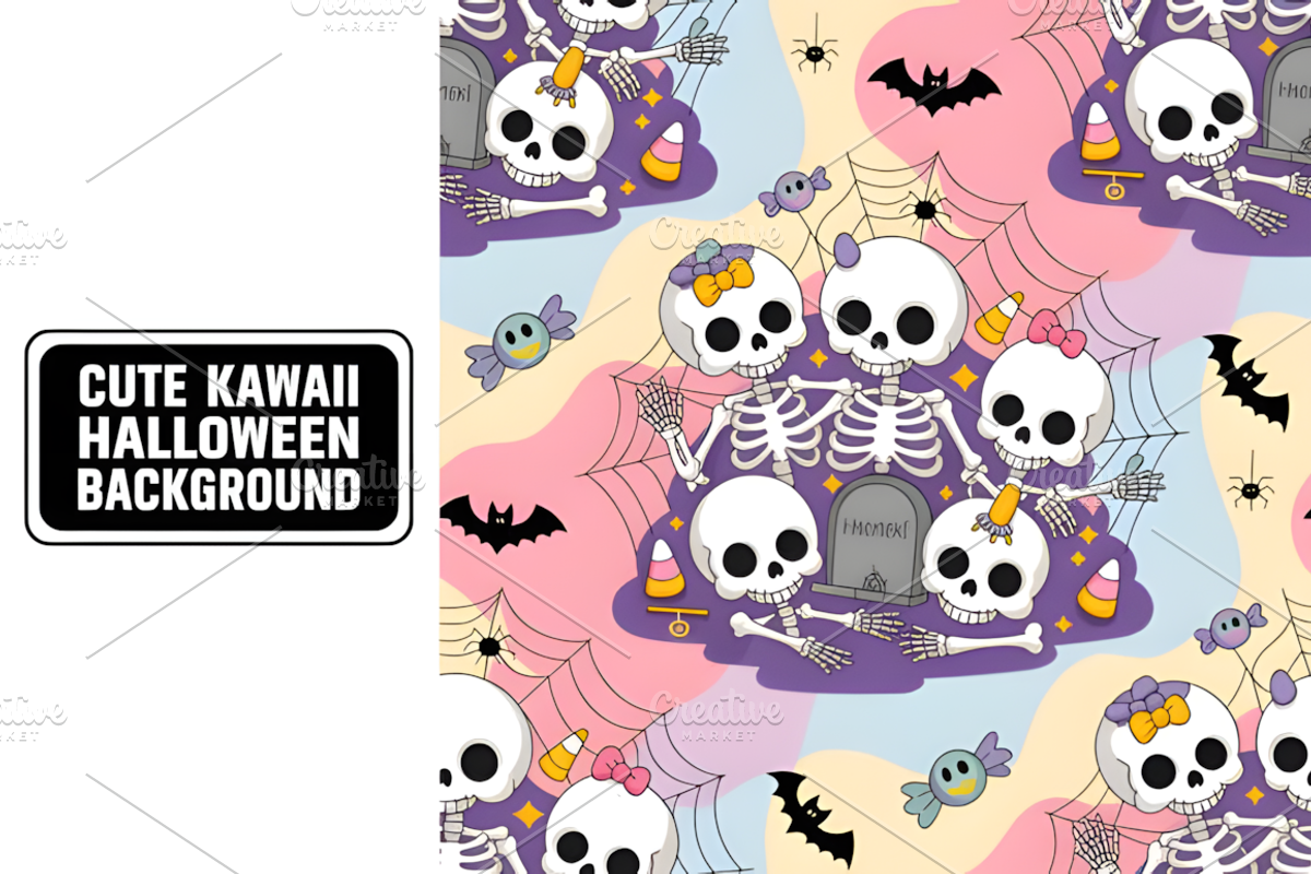 Cute Kawaii Halloween Background, a Background Graphic by Coco Bloom (Photo 3 of 8)