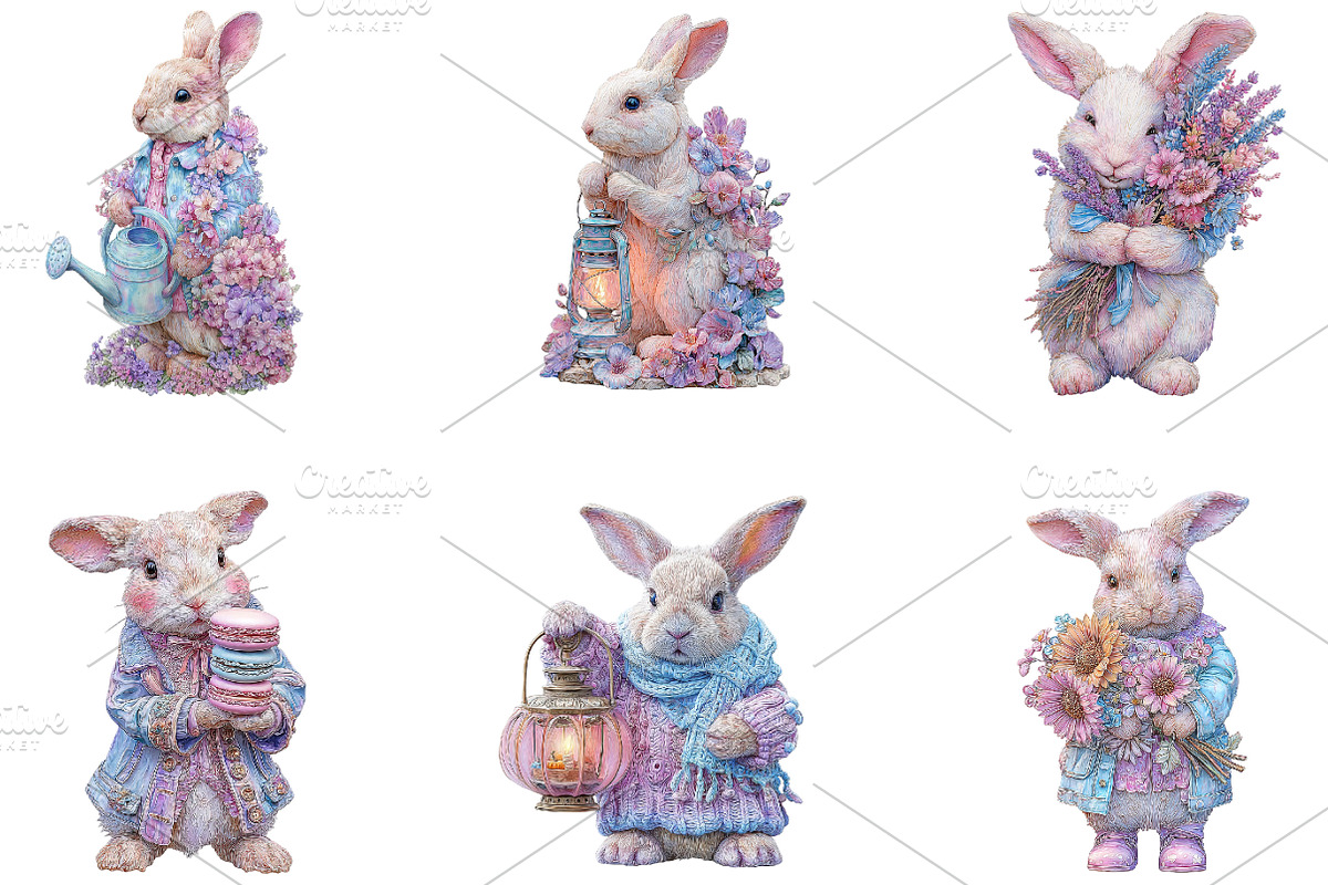 Rabbit Watercolor Clipart, a Seasonal Illustration by CreationArt (Photo 5 of 5)