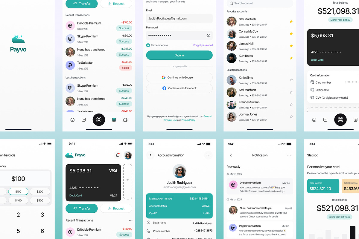 Payvo - Mobile Banking App UI Kit, an UI Kit Template by Kreatif Supply (Photo 5 of 7)