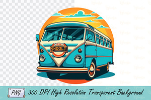 Old-School Bus Digital Artwork PNG, a Transportation Illustration by Ghagra