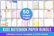 Printable Kids Notebook Paper Bundle, a Stationery Template by Mustafiz (Thumbnail 1 of 7)