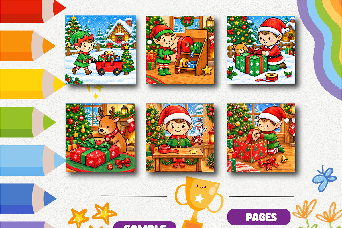 Christmas Ribbon Shop Coloring, a Seasonal Illustration by Design Zone (Photo 2 of 5)