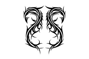 Abstract Hand Drawn Tribal Tattoo Design.