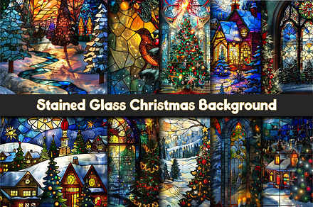 Stained Glass Christmas Background, a Background Graphic by protabsorkar11