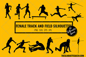 Track And Field Women Silhouette Vec