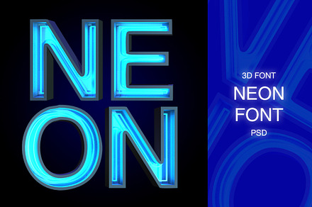 3D FONT | NEON | 3D PSD, a Symbol Font by Sergey Serebrennikov