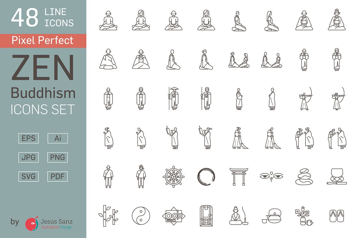 Zen Buddhism Icon Set, an Outline Icon by ÁRTICA (Photo 3 of 4)