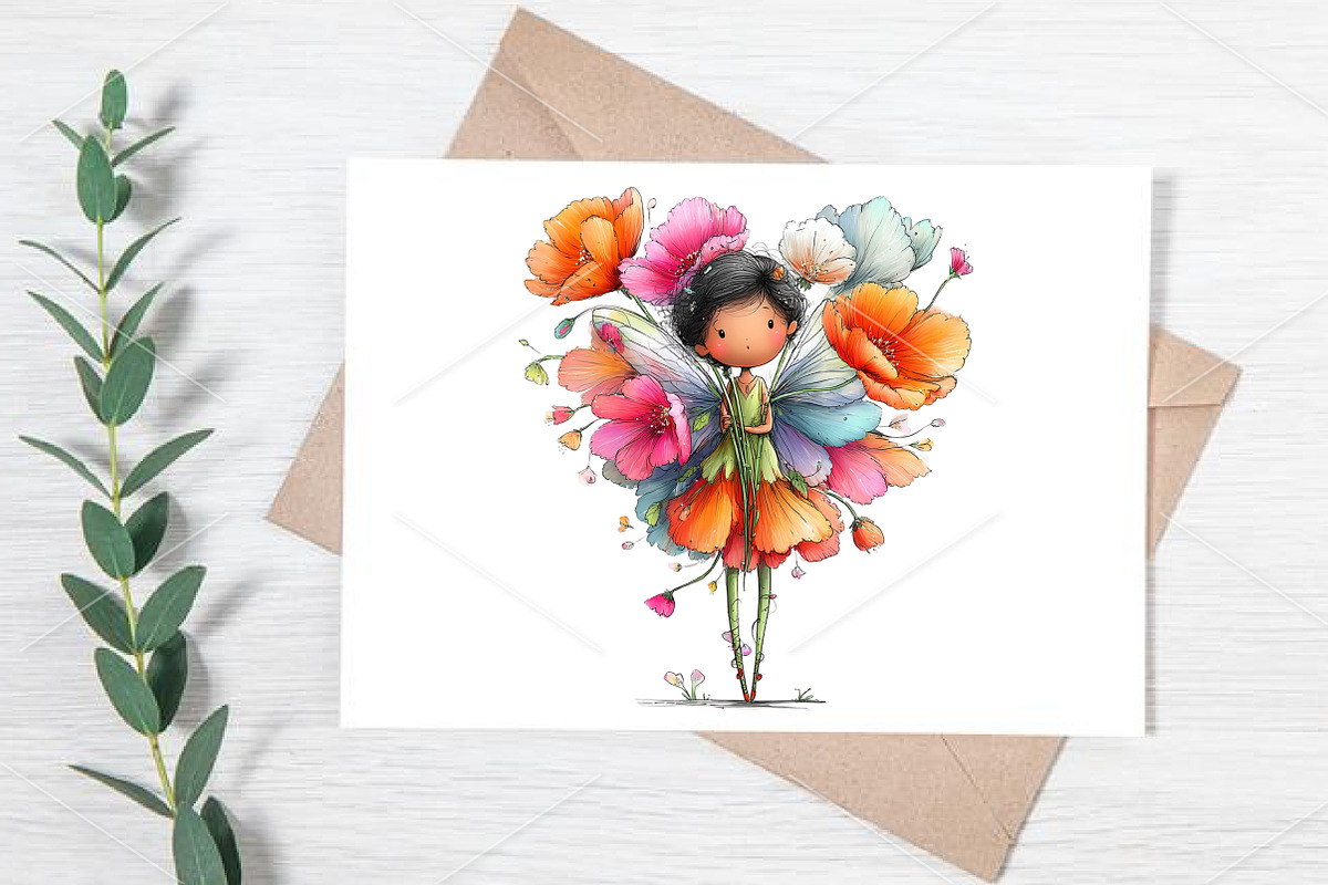 Girl with Flowers Graphics Clipart, an Illustration by Canvas Craft (Photo 6 of 7)